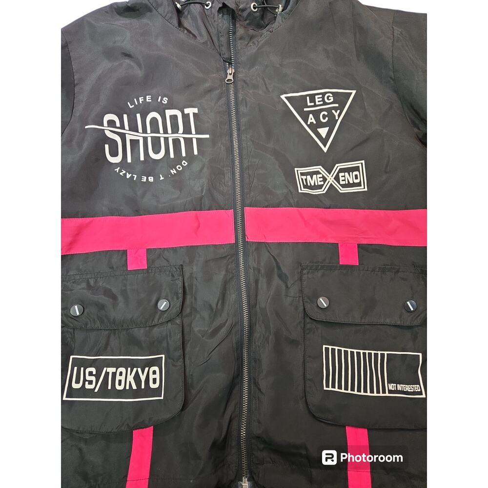 Graphic, Black & Pink, Hooded Jacket | Size Small - Picture 2 of 9